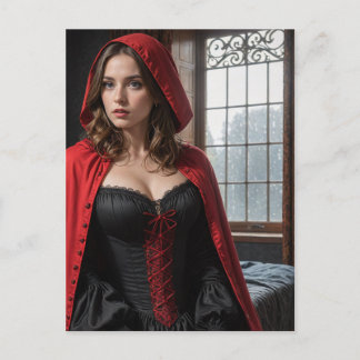 Carte Postale Sexy Lingerie noir et rouge blond