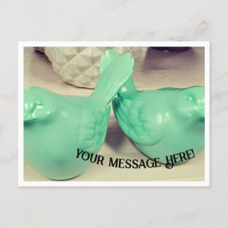 Carte Postale Shabby Pretty Green Birds Tweete IRL