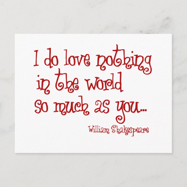 Carte Postale shakespeare amour rouge (Devant)