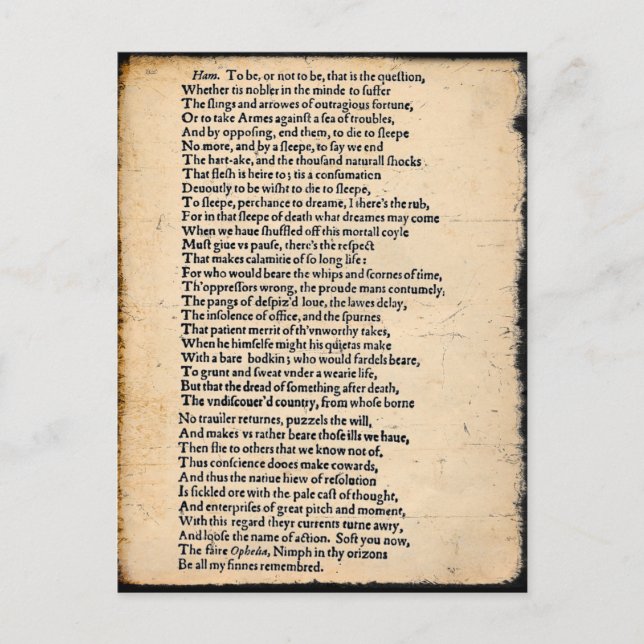 Carte postale Shakespeare Hamlet Soliloquy (Devant)