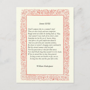 Carte Postale Shakespeare Sonnet # 18