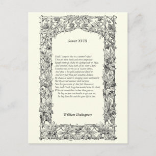 Carte Postale Shakespeare Sonnet # 18
