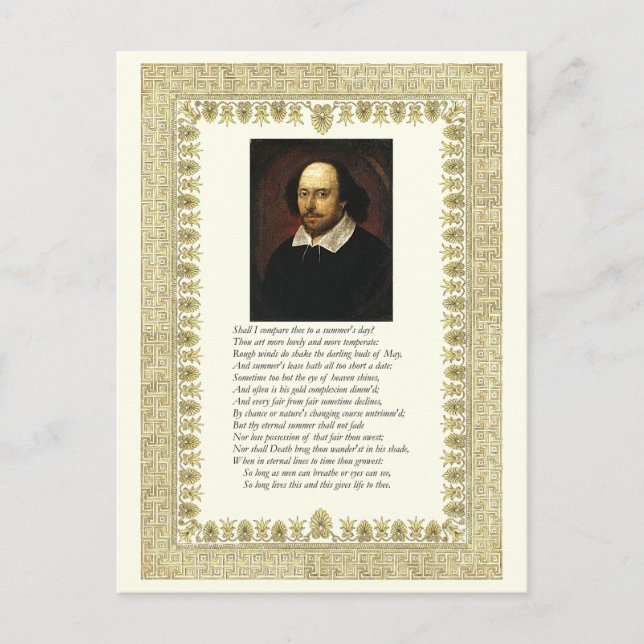 Carte Postale Shakespeare Sonnet # 18 (Devant)