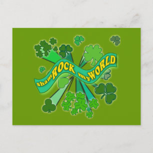Carte Postale sham ROCK my WORLD Green St Pats Tshirt