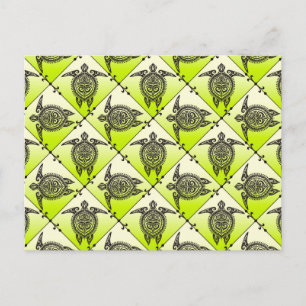 Carte Postale Shamanic Tortues de mer Motif - vert