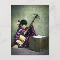 Shamisen, musicienne japonaise Vintage