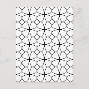 Carte Postale Shamrock 4 feuille Clover noir et blanc Géométriqu