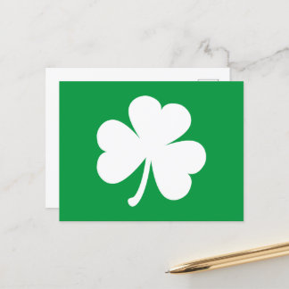 Carte Postale Shamrock blanc sur la St Patrick Green en Irlande