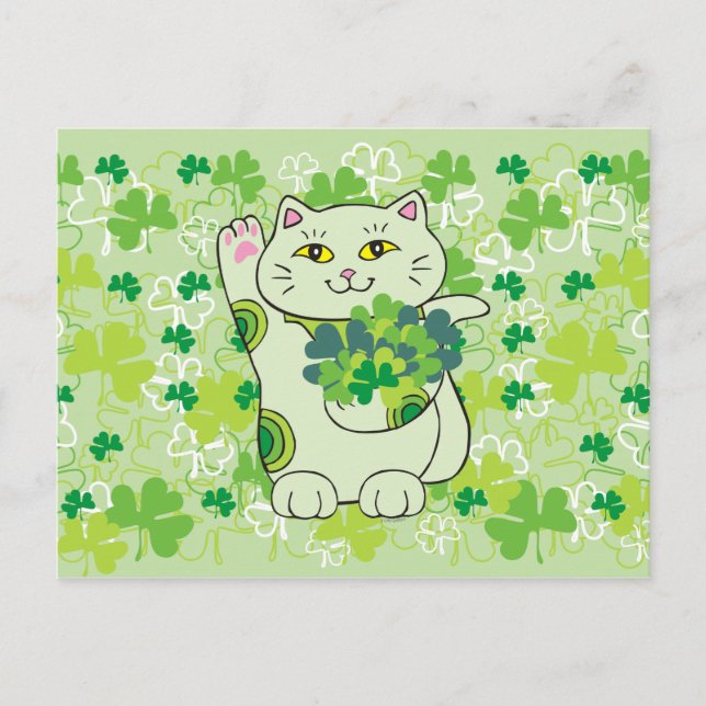 Carte Postale Shamrock Bouquet Neko (Devant)