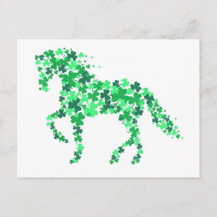 Carte Postale Shamrock de Clover vert Cheval Saint-Patricks