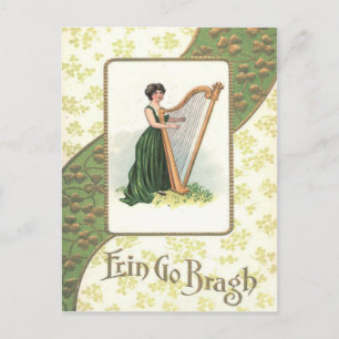 Carte Postale Shamrock de harpe de femme victorienne