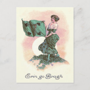 Carte Postale Shamrock de harpe Drapeau Irlandaise