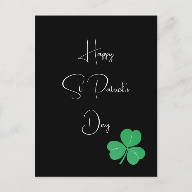 Carte Postale Shamrock de la journée Saint-Patricks simple et él (Devant)