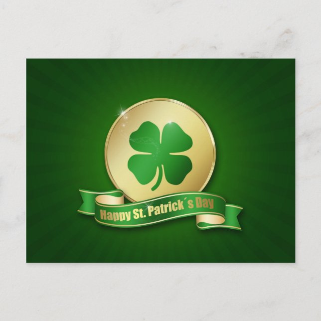 Carte Postale Shamrock de la pièce de la Saint-Patrick (Devant)