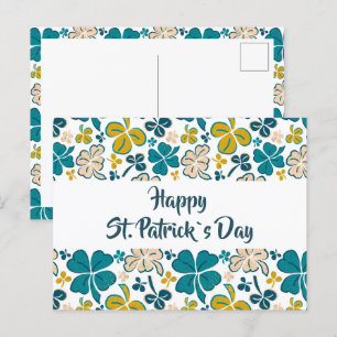 Carte Postale Shamrock de trèfle vert Motif Saint Patrick`s Day
