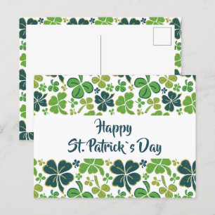 Carte Postale Shamrock de trèfle vert Motif Saint Patrick`s Day