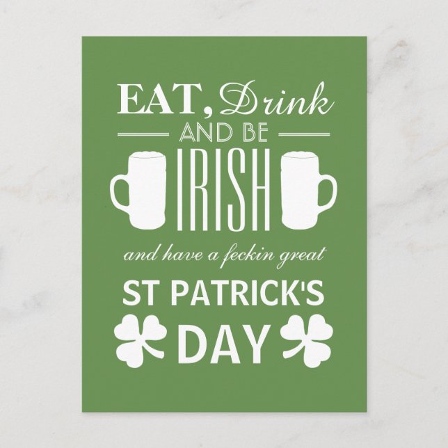 Carte Postale Shamrock et bière irlandaise St Patrick's Day (Devant)