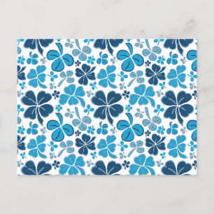 Carte Postale Shamrock Motif de trèfle bleu Saint Patrick`s Day