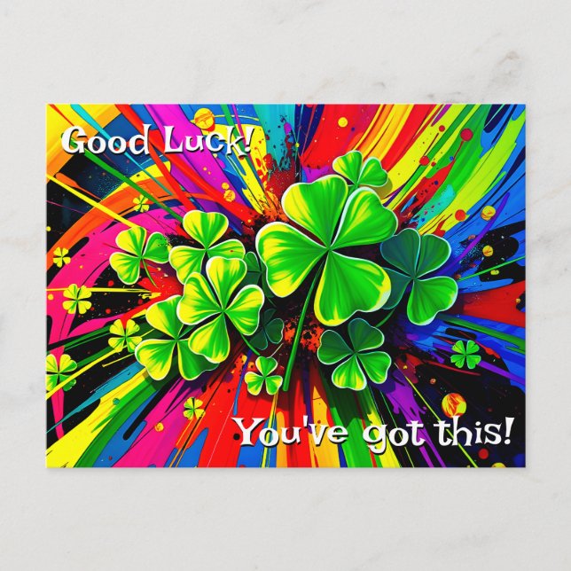 Carte Postale [Shamrock Splash] Arc-en-ciel Splatter de peinture (Devant)