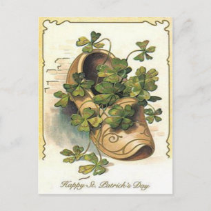 Carte Postale Shamrock vintage Clog St Patrick's Day Card