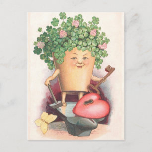 Carte Postale Shamrock vintage Heart and Key St Patrick's Day