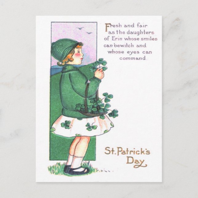Carte Postale Shamrocks de panier fille (Devant)