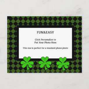 Carte Postale Shamrocks et votre photo sur un vert et un noir