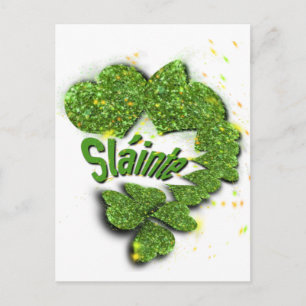 Carte Postale Shamrocks verts   Coeurs étincelants Shainte