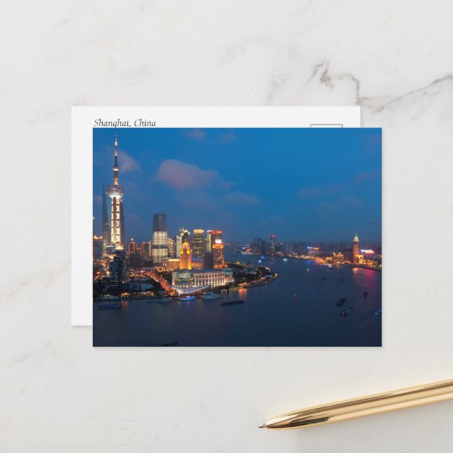 Carte postale Shanghai Chine (Devant/Arrière en situation)