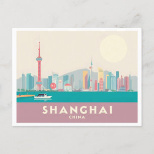 Carte Postale Shanghai Chine Le Bund Pastel Travel