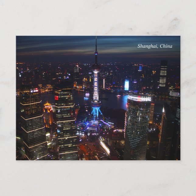 Carte Postale Shanghai par nuit Chine (Devant)