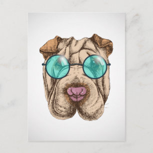 Carte Postale Sharpei dans les lunettes de soleil