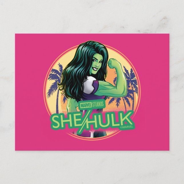 Carte Postale She-Hulk Retro Palm Tree Graphic (Devant)