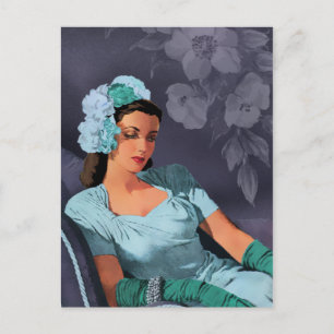 Carte Postale Sheila - 1940s Evening Wear in Turquoise and Blue