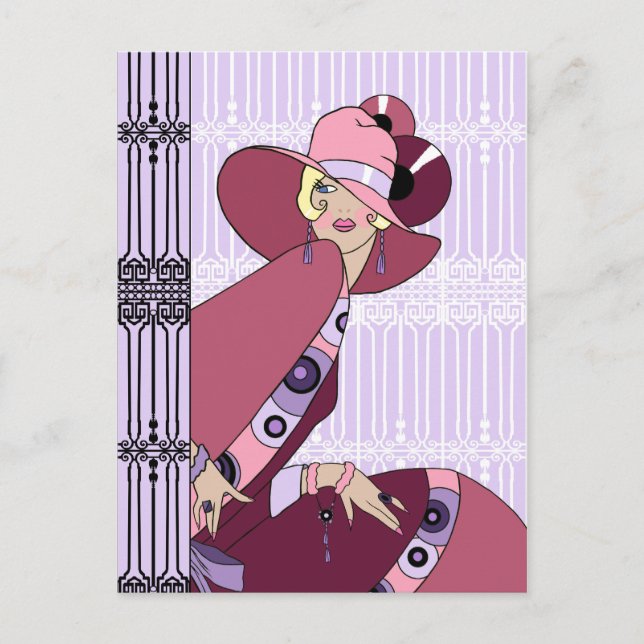 Carte Postale Shelby, 1920s Lady in Lavender and Wine (Devant)