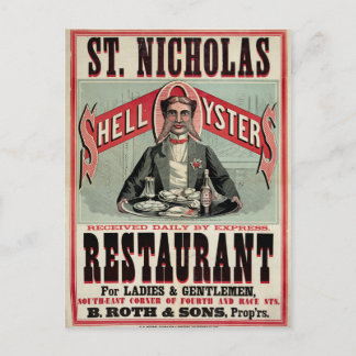 Carte Postale Shell Oysters Vintage Advertisement