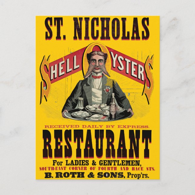 Carte Postale Shell Oysters Vintage Advertisement (Devant)