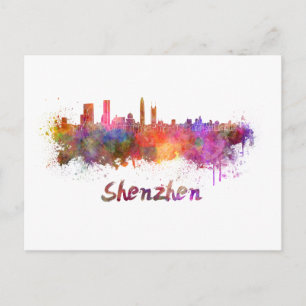 Carte Postale Shenzhen skyline en aquarelle