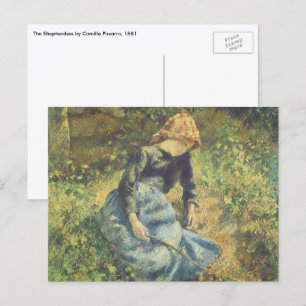 Carte Postale Shepherdess by Camille Pissarro, Vintage Fine Art