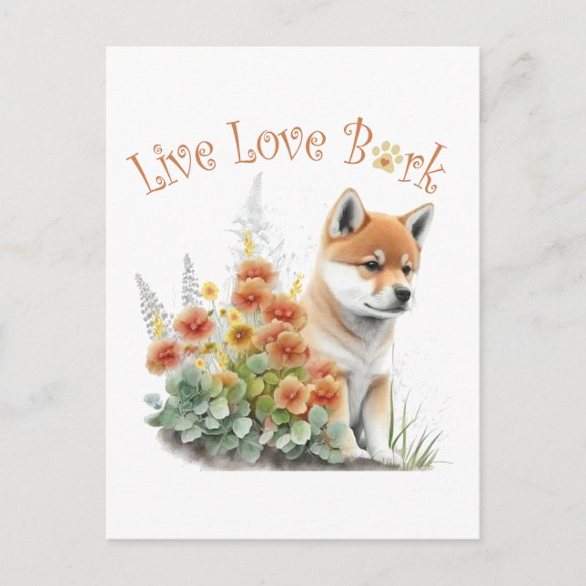 Carte Postale Shiba Inu Chien Maman Florale (Devant)