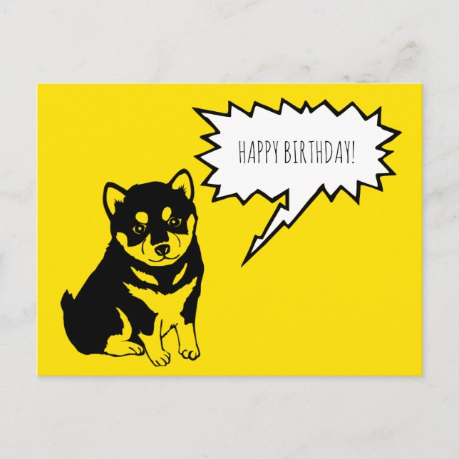 Carte Postale Shiba Inu Speech Bubble Happy Birthday Postcard (Devant)