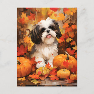 Carte Postale Shih Tzu automne Action de grâce