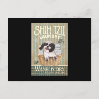Carte Postale Shih Tzu Chien Blanchisserie mignonne Chih Tzu Vie