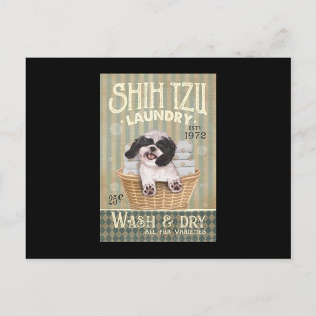 Carte Postale Shih Tzu Chien Blanchisserie mignonne Chih Tzu Vie (Devant)