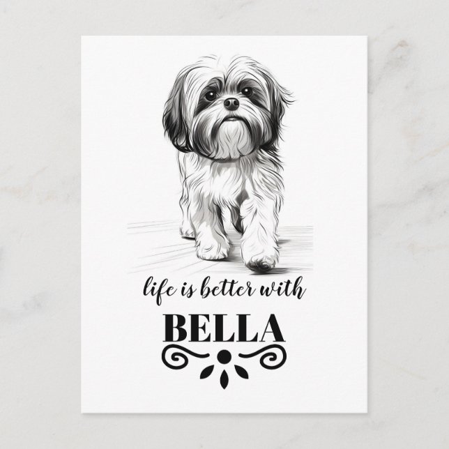 Carte Postale Shih Tzu Life est meilleur avec Custom Dog Name (Devant)