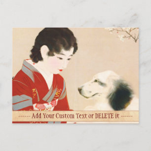 Carte Postale Shinsui Ito Shufu No Tomo Pet Dog japonaise dame