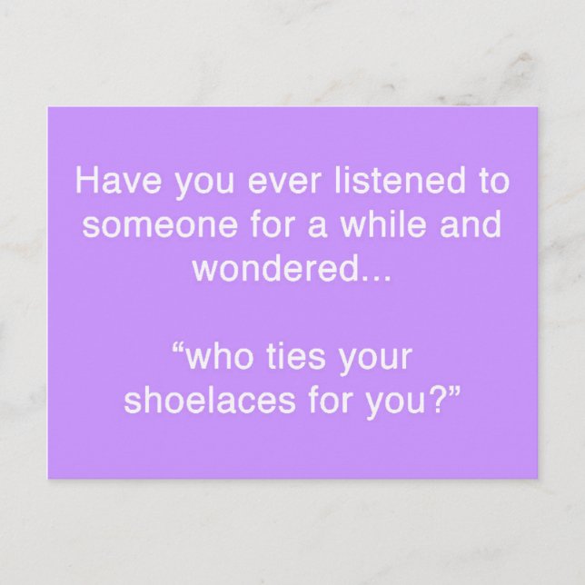 CARTE POSTALE SHOELACE INSULLT FUNNY HUMOUR DITES (Devant)