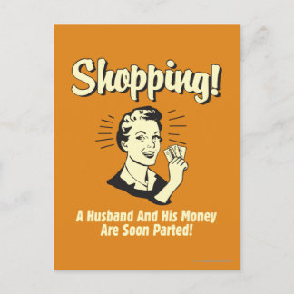 Carte Postale Shopping : Le mari et son argent