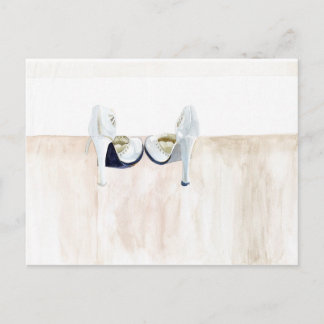 Carte Postale Showcase de chaussures : errer en blanc