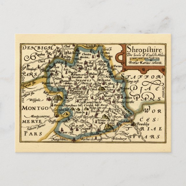Carte Postale Shropshire County Map, England (Devant)